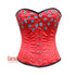 Red Satin Flowers And Sequins Hand Work Burlesque Gothic Costume Overbust Bustier Top
