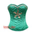 Green Satin Gold Sequins Burlesque Gothic Costume Overbust Bustier Top