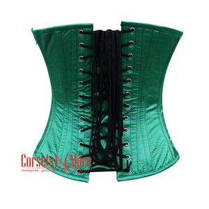 Plus Size Green Satin Gold Sequins Burlesque Gothic Costume Overbust Bustier Top