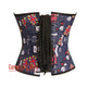 Plus Size Navy Blue Flag Printed Corset Burlesque Gothic Costume Overbust Bustier Top