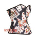 Plus Size Playing Cards Printed Cotton Corset Gothic Costume Overbust Bustier Top
