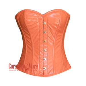 Peach PVC Leather Bustier Steampunk Costume Overbust Bustier Top