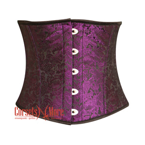 Purple And Black Brocade Gothic Underbust Waist Trainer Corset Bustier Top