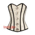 Plus Size Ivory Brocade With Black Stripes Burlesque Gothic Overbust Corset Bustier Top