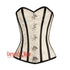 Ivory Brocade With Black Stripes Burlesque Gothic Overbust Corset Bustier Top