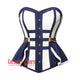 White And Navy Blue Satin Gothic Overbust Corset Bustier Doctor Who Costume Top