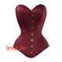 Burgundy Satin Burlesque Gothic Longline Overbust Corset Bustier Top
