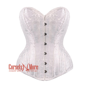 Plus Size White Brocade Burlesque Gothic overerbust Corset Bustier Top