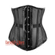 Plus Size Black PVC Strip Black Net Waist Cincher Bustier Underbust Sheer Corset