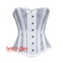 Plus Size White Satin With Mesh Double Bone Burlesque Gothic Overbust Corset Bustier Top
