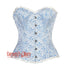 Plus Size Blue And White Brocade Burlesque Gothic Overbust Corset Bustier Top