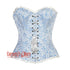 Plus Size Blue And White Brocade Burlesque Gothic Overbust Corset Bustier Top