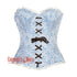 Plus Size Blue And White Brocade With Lace Burlesque Gothic Overbust Corset Bustier Top