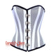 Plus Size White Satin With Mesh Front Clasp Burlesque Gothic Overbust Corset Bustier Top