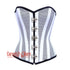 White Satin With Mesh Front Clasp Burlesque Gothic Overbust Corset Bustier Top