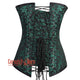 Plus Size Green And Black Brocade Longline Front Lace Gothic Corset Burlesque Overbust Costume Bustier Top