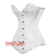 White Brocade Gothic Burlesque Waist Training Overbust Corset Bustier Top