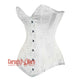 Plus Size White Brocade Gothic Burlesque Waist Training Overbust Corset Bustier Top