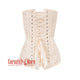 Plus Size Ivory Brocade Longline Gothic Burlesque Waist Training Overbust Corset Bustier Top