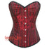 Red and Black Brocade Gothic Burlesque Waist Training Overbust Corset Bustier Top