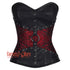 Red and Black Brocade Leather Belt Steampunk Sexy Waist Training Overbust Corset Bustier Top