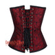 Red and Black Brocade Leather Belt Steampunk Sexy Waist Training Overbust Corset Bustier Top