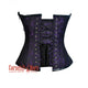 Plus Size Purple And Black Brocade Leather Steampunk  Waist Training Overbust Corset Bustier Top