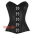 Plus Size Black Faux Leather Steampunk Waist Training Overbust Corset Bustier Top