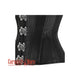 Plus Size Black Faux Leather Steampunk Waist Training Overbust Corset Bustier Top