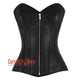 Plus Size Black Faux Leather Front Zipper Steampunk Waist Training Overbust Corset Bustier Top
