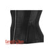 Black Faux Leather Front Zipper Steampunk Waist Training Overbust Corset Bustier Top