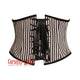 Plus Size Black And White Stripe Poly Satin Underbust Costume Waist Cincher Basque Corset