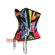 Multi Printed Satin With Front Lace Overbust Costume Waist Cincher Plus Size Cosplay Corset