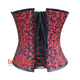Plus Size Red and Black Brocade Steampunk Leather Gothic Costume Overbust Corset Top