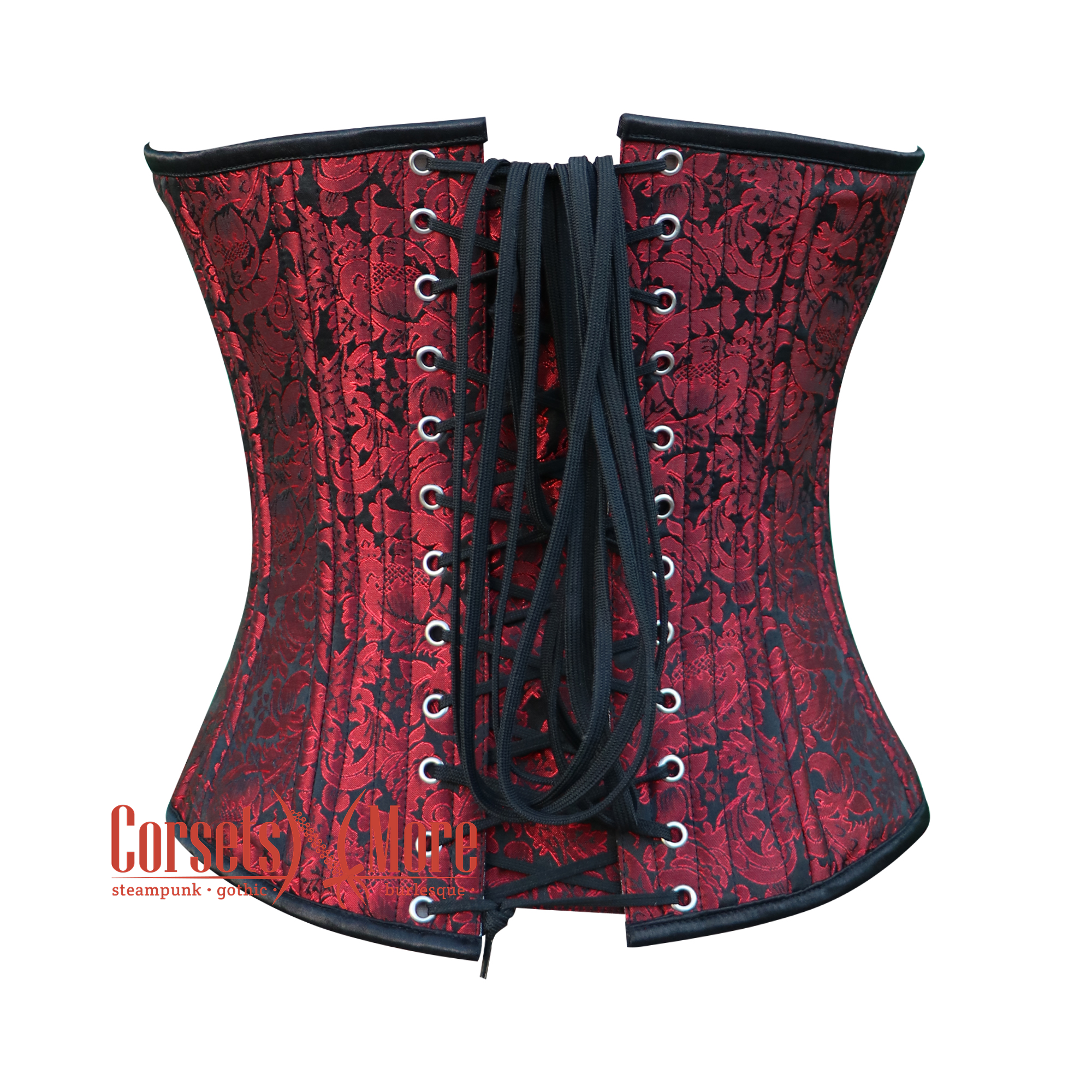 Black Brocade LONGLINE Corset Goth Burlesque Costume Overbust Bustier –  CorsetsNmore