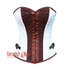 Brown And White Brocade Burlesque Gothic Costume Overbust Corset Overbust Top