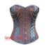 Brown Brocade With Leather Steampunk Costume Overbust Corset Top
