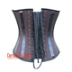 Brown Cotton Leather Stripe Steampunk Double Bone Costume for Halloween Overbust Corset