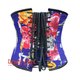 Plus Size Flower Printed Multi Color Burlesque Waist Training Underbust Corset Top