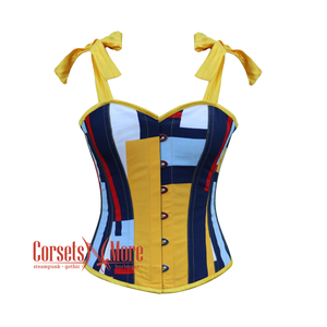 Multi Color Printed Corset With Strap Bustier Overbust Top