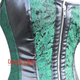 Green And Black Brocade Leather Shoulder Strap Halloween Overbust Corset