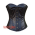 Dark Brown Leather Corset Gothic Steampunk Costume for Halloween Waist Cincher Overbust Top