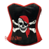 Red and Black Satin Pirate Sequins Work Costume Bustier Steampunk Waist Cincher Overbust Top