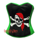 Green and Black Satin Pirate Sequins Work Costume Bustier Steampunk Waist Cincher Overbust Top
