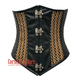 Black Faux Leather With Brown Jute Steampunk Underbust Corset Heavy Duty Gothic Costume