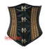 Plus Size Black Faux Leather With Brown Jute Steampunk Underbust Corset Heavy Duty Gothic Costume