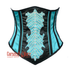 Baby Blue And Black Satin With Sequins LONGLINE Underbust Corset Burlesque Costume