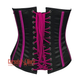 Purple And Black Satin With Front Bow Halter Neck Burlesque Gothic Overbust Corset Top