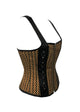 Cotton Jute And Black Leather Shoulder Strap Steampunk Corset Gothic Overbust