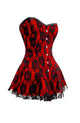 Red Satin Corset Dress With Net Burlesque Waist Training Valentine Costume Overbust
